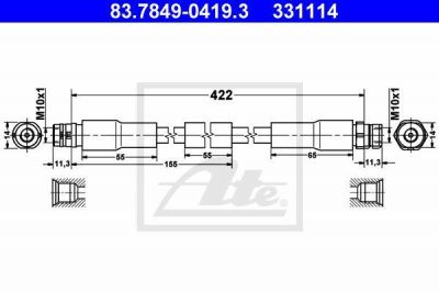 ATE 83.7849-0419.3 тормозной шланг на VW PHAETON (3D_)