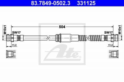 ATE 83.7849-0502.3 тормозной шланг на AUDI A3 (8P1)