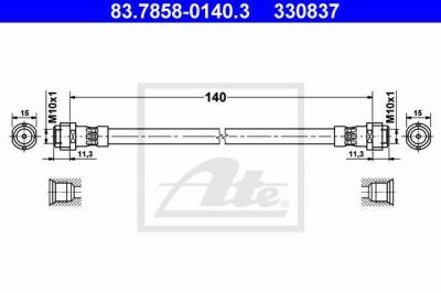 ATE 83.7858-0140.3 Шланг торм.пер. Audi A3, VW, Seat, Skoda,