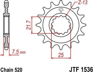 BIKE ALERT Звезда цепного привода (JTF 1536 14)