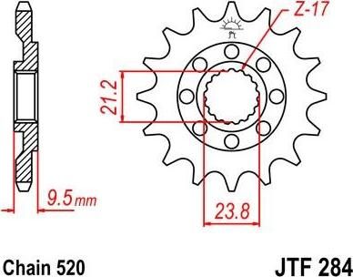 BIKE ALERT Звезда цепного привода (JTF 284 14SC)