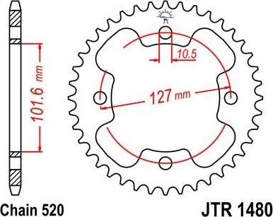 BIKE ALERT Звезда цепного привода (JTR 1480.38)
