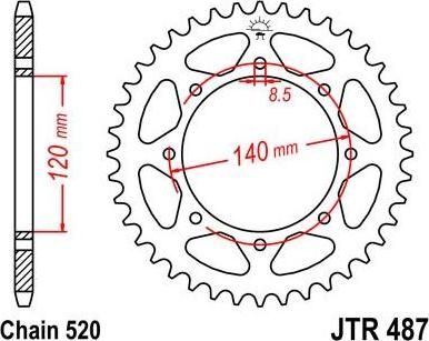 BIKE ALERT Звезда цепного привода (JTR 487 43)