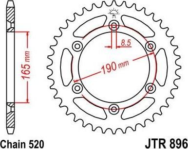 BIKE ALERT Звезда цепного привода (JTR 896 52)