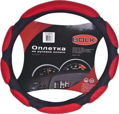 BOLK BK01302BK/RD-M Оплетка на рулевое колесо M 38см спонжевая черно-красная