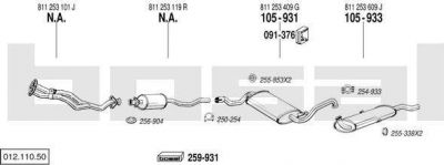 Bosal 012.110.50 система выпуска ог на AUDI 80 (81, 85, B2)