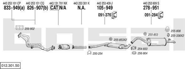 Bosal 012.301.50 система выпуска ог на AUDI 100 (44, 44Q, C3)