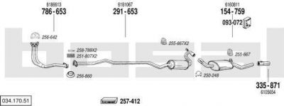 Bosal 034.170.51 система выпуска ог на FORD ESCORT IV универсал (AWF, AVF)