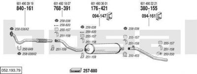 Bosal 052.193.79 система выпуска ог на MERCEDES-BENZ T1 c бортовой платформой/ходовая часть (601)