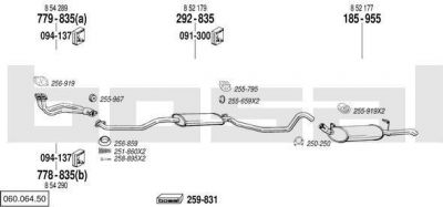 Bosal 060.064.50 система выпуска ог на OPEL ASCONA C (81_, 86_, 87_, 88_)