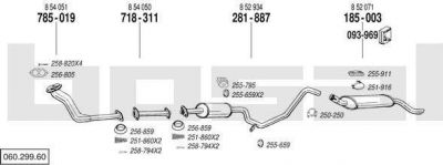 Bosal 060.299.60 система выпуска ог на OPEL KADETT E Combo (38_, 48_)