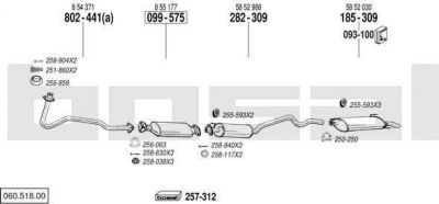 Bosal 060.518.00 система выпуска ог на OPEL ASTRA F Наклонная задняя часть (53_, 54_, 58_, 59_)