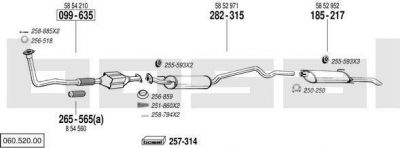 Bosal 060.520.00 система выпуска ог на OPEL ASTRA F (56_, 57_)