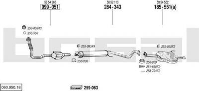 Bosal 060.950.18 система выпуска ог на OPEL ASTRA G универсал (F35_)