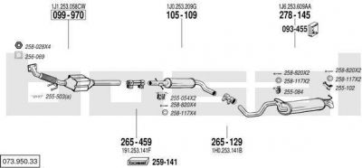 Bosal 073.950.33 система выпуска ог на SEAT LEON (1M1)