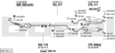 Bosal 090.700.11 система выпуска ог на VW GOLF IV (1J1)