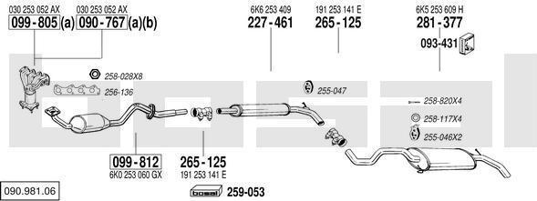 Bosal 090.981.06 система выпуска ог на VW POLO CLASSIC (6KV2)