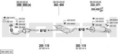 Bosal 090.985.03 система выпуска ог на VW PASSAT Variant (3B6)