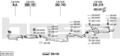 Bosal 092.950.04 система выпуска ог на VOLVO S40 I (VS)