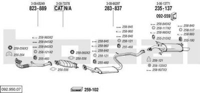 Bosal 092.950.07 система выпуска ог на VOLVO S40 I (VS)