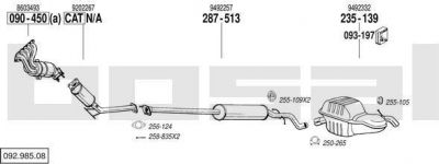 Bosal 092.985.08 система выпуска ог на VOLVO S80 I (TS, XY)