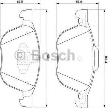 BOSCH Колодки тормозные передние комплект Ford Focus II , III / Mazda 3/ VOLVO S40 II . (1321517, 0986424794)