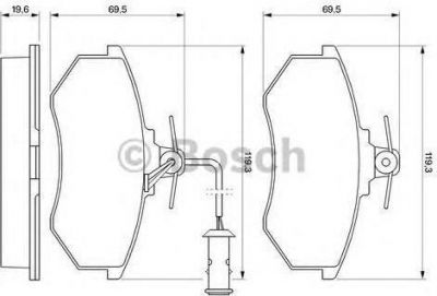 BOSCH Колодки тормозные AUDI 80/90/100/200 82-95 передние с датчиком (8A0698151, 0986466693)