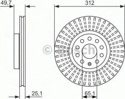 BOSCH Диск тормозной AUDI A3/VW GOLF V/VI/PASSAT/TIGUAN передний вент.D=312мм. 0986479058 заменена на 0986479932 (1K0615301AA, 0986479932)