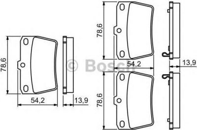 BOSCH КОЛОДКИ ТОРМОЗНЫЕ TOYOTA RAV 4 II 1.8-2.0 00-05 ЗАДНИЕ (04466-42030, 0986494350)