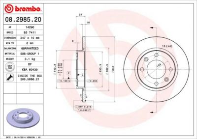 BREMBO (561 411 J) Диск торм зад PEUGEOT 405 (08.2985.20)