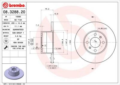 Brembo 08.3288.20 тормозной диск на 3 (E21)