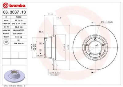 Brembo 08.3637.10 тормозной диск на FORD TRANSIT c бортовой платформой/ходовая часть (V_ _)