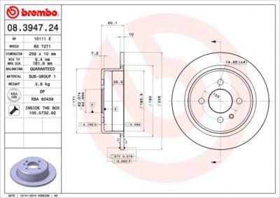 BREMBO Диск торм.зад.не вент. E30 316-325 9, 82-1, 92 34211119581 (561132J, 08.3947.24)