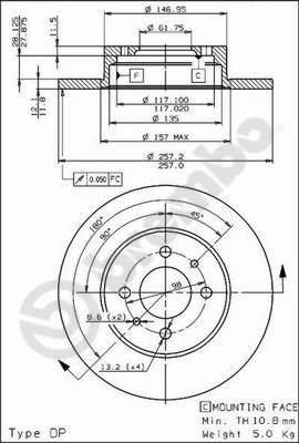 Brembo 08.4365.10 тормозной диск на FIAT REGATA Weekend (138)