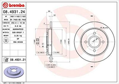 Brembo 08.4931.21 тормозной диск на FORD SIERRA (GBG, GB4)