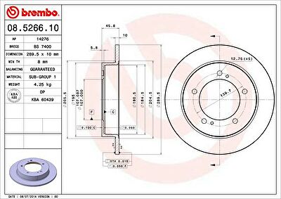 BREMBO Диск тормозной SUZUKI JIMNY 1.3 98-/SAMURAI 88-/VITARA 1.6-1.9 88-98 передний (55211-60A00, 08.5266.10)