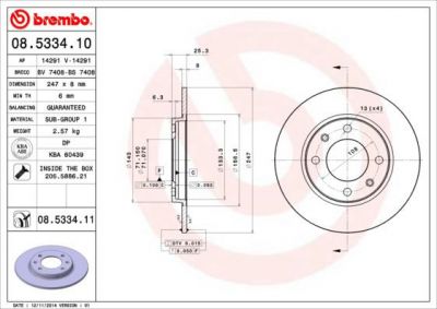 Brembo 08.5334.11 тормозной диск на PEUGEOT 306 (7B, N3, N5)