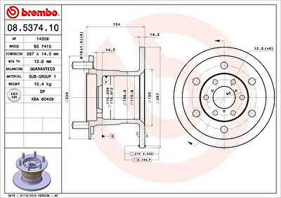 BREMBO Диск тормозной не вент. передний IVECO DAILY I Flatbed (1904528, 08.5374.10)