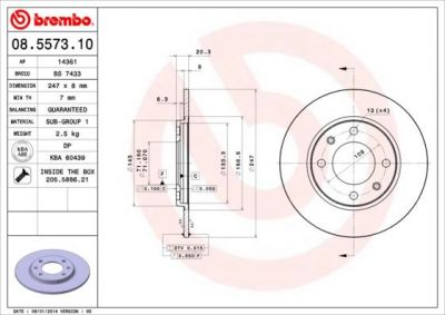 Brembo 08.5573.10 тормозной диск на PEUGEOT 205 I (741A/C)