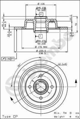 Brembo 08.5653.10 тормозной диск на HONDA PRELUDE III (BA)