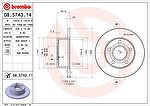 BREMBO Диск тормозной зад. VAG A100/A6 1,8-2,8L 90-05 4A0615301A/4A0615601A <= 08.5743.14 (4A0 615 601 A, 08.5743.11)
