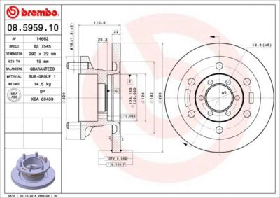 BREMBO Диск тормозной Iveco DAILY II c бортовой платформой/ходовая часть 35-10 (08.5959.10)