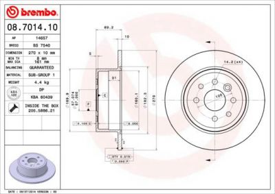 BREMBO Диск тормозной OPEL VECTRA 1.6-2.0 95-03 задний (561961J, 08.7014.10)