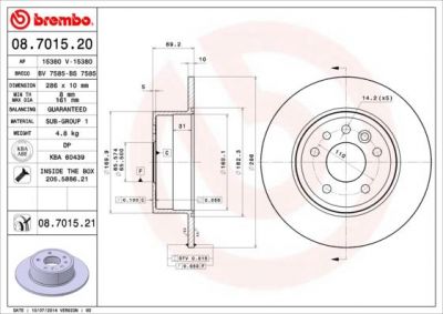 BREMBO Диск тормозной SAAB 900 (II) all models (8.96-98) (569210, 08.7015.20)