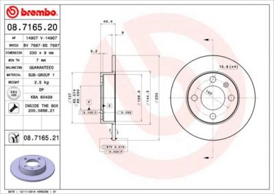 BREMBO Диск торм зад LUPO/POLO 99- (1JE 615 601, 08.7165.20)