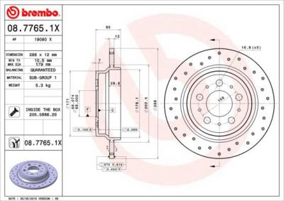 Brembo 08.7765.1X тормозной диск на VOLVO XC70 CROSS COUNTRY