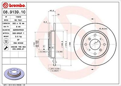 Brembo 08.9139.10 тормозной диск на HONDA PRELUDE IV (BB)