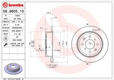 Brembo 08.9605.10 тормозной диск на ROVER COUPE