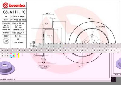 Brembo 08.A111.11 тормозной диск на LEXUS RX (MHU3_, GSU3_, MCU3_)