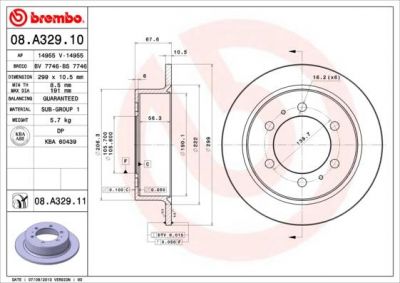 Brembo 08.A329.11 тормозной диск на SSANGYONG MUSSO (FJ)